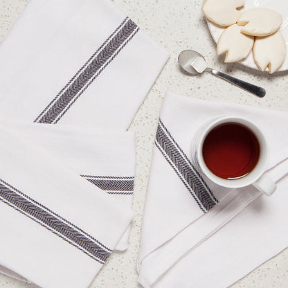Brooklyn Stripe Black Dishtowels Set of 4