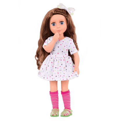 Glitter dress with bow for 14-inch doll
