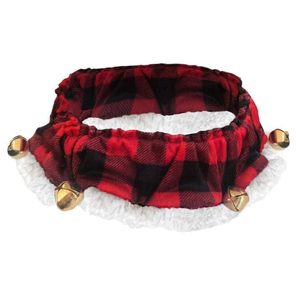 Huxley & Kent Collars XS Buffalo Check Holiday Red Ruff with Jingle Bells for Pets