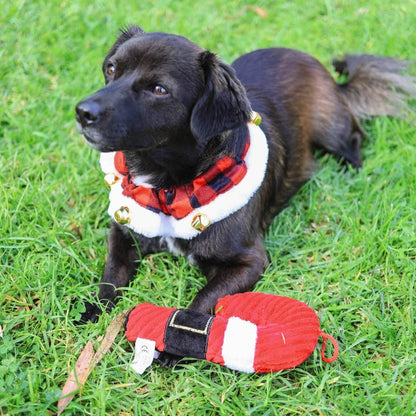 Huxley & Kent Collars Buffalo Check Holiday Red Ruff with Jingle Bells for Pets