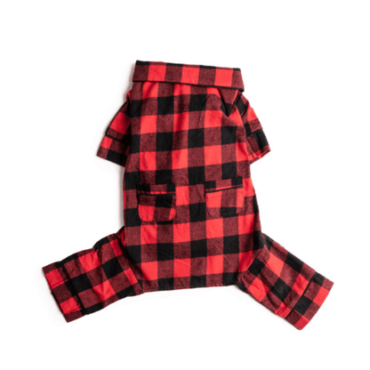 fabdog Pajamas 8" Buffalo Red Check Flannel Holiday Dog Pajamas