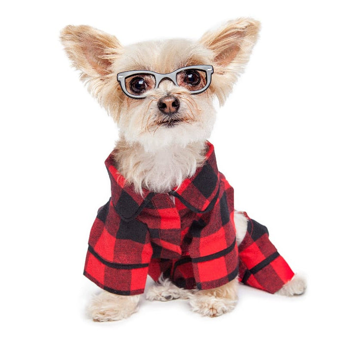 fabdog Pajamas Buffalo Red Check Flannel Holiday Dog Pajamas