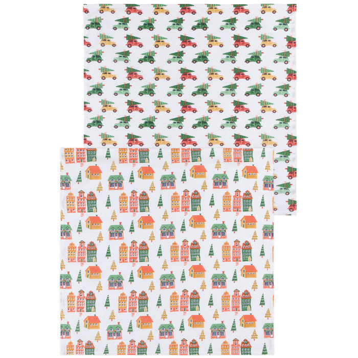 Candy Cane Lane Christmas Floursack Dishtowels Set of 2