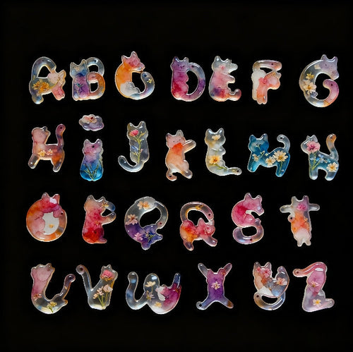 Cat-Shaped Alphabet Resin Mold with Hole