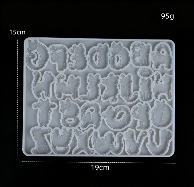 Cat-Shaped Alphabet Resin Mold with Hole