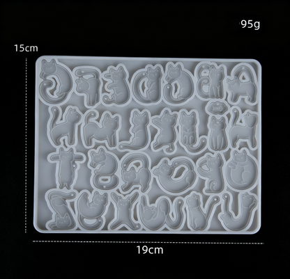 Cat-Shaped Alphabet Resin Mold with Hole