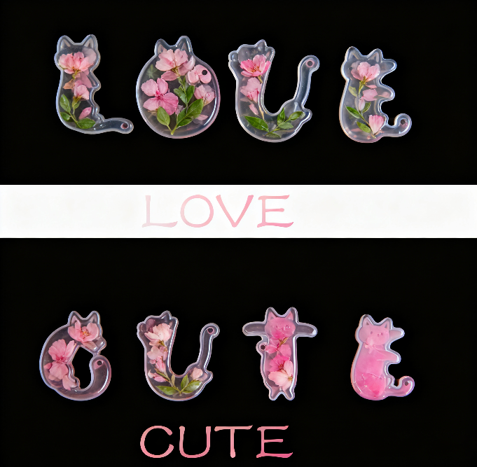 Cat-Shaped Alphabet Resin Mold with Hole