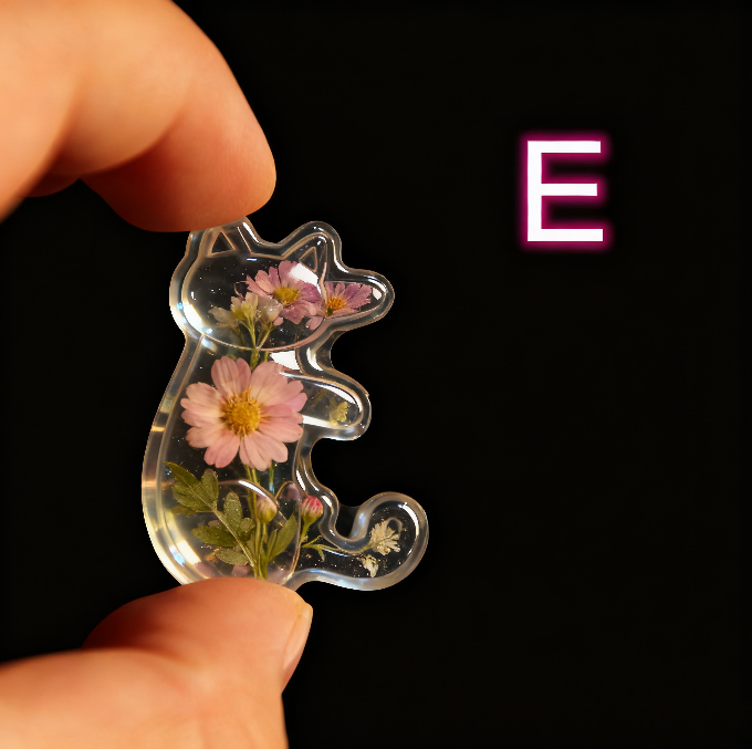 Cat-Shaped Alphabet Resin Mold with Hole