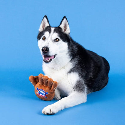 Petshop by Fringe Studio dog toys Catch You're Out Baseball Mitt Sports Plush Squeaky Dog Toy