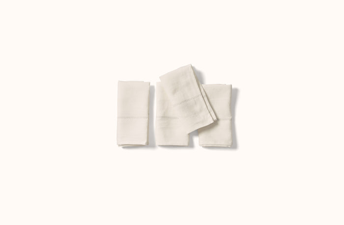 CHARVET WHITE EMBROIDERED STRIPE ON WHITE LINEN NAPKIN