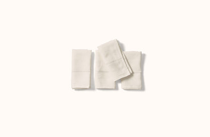 CHARVET WHITE EMBROIDERED STRIPE ON WHITE LINEN NAPKIN