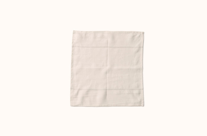 CHARVET WHITE EMBROIDERED STRIPE ON WHITE LINEN NAPKIN