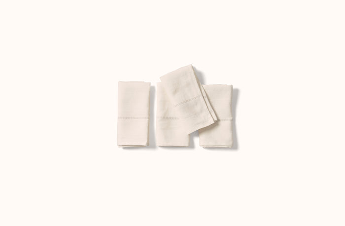 CHARVET WHITE EMBROIDERED STRIPE ON WHITE LINEN NAPKIN