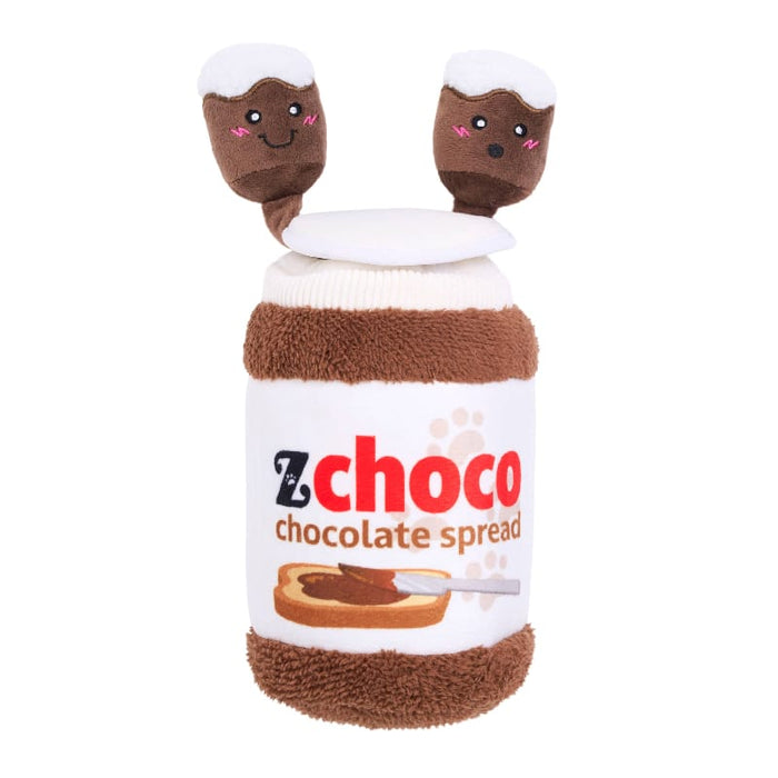 ZippyPaws dog toys Chocolate Spread Jar Bungee Burrow Plush Squeaky Dog Toy Set