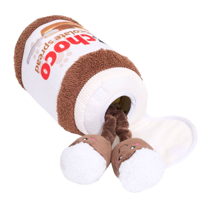 ZippyPaws dog toys Chocolate Spread Jar Bungee Burrow Plush Squeaky Dog Toy Set