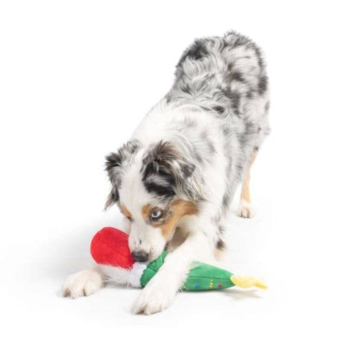 Huxley & Kent Dog Toys Christmas Holiday Let's Get Lit Gnome Plush Squeaky Dog Toy - Lg