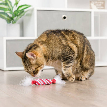 Huxley & Kent Cat Toys Christmas Holiday Lit Donut & Peppermint Candy Cat Toy Set - 2 Pk