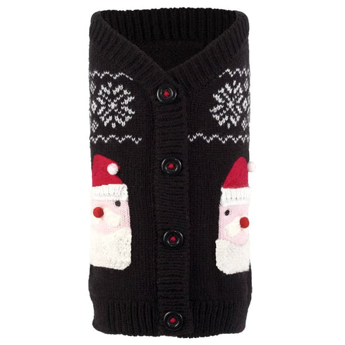 The Worthy Dog Sweaters XS Christmas Santa Claus Faux Button Down Warm Holiday Dog Cardigan