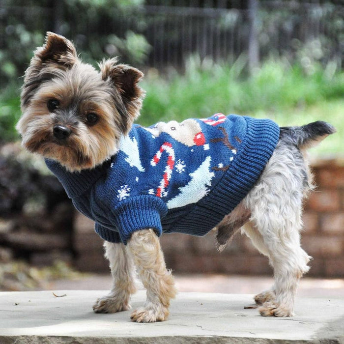 Doggie Design Sweaters Christmas Ugly Reindeer Combed Cotton Holiday Navy Blue Dog Sweater