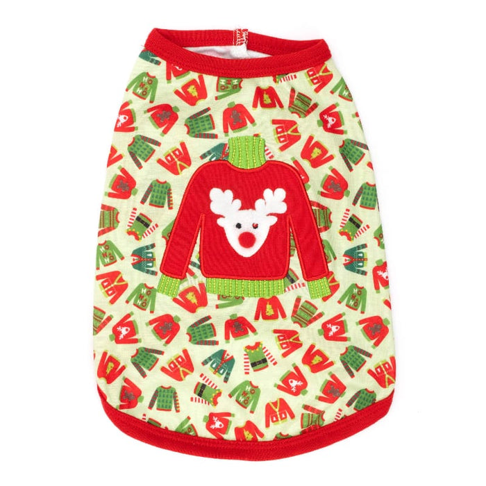 The Worthy Dog Tee's XS Christmas Ugly Sweater Festive Holiday Dog Tee