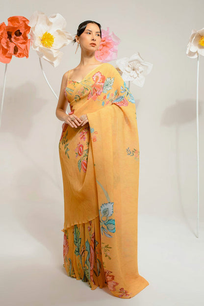 Chrome yellow saree Singapore