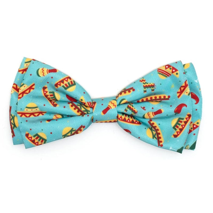 The Worthy Dog Bow Ties SM Cinco de Mayo Fiesta Turquoise Bow Tie Pet Collar Attachment - 2 Sizes