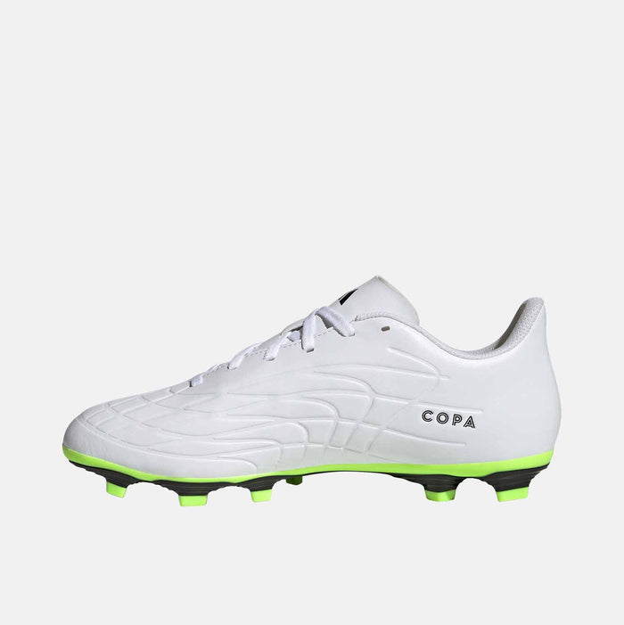 Side medial view of Adidas Copa Pure 4 Flexible Ground Soccer Cleats.