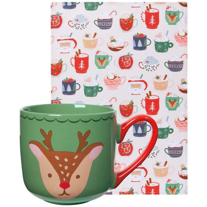 Cozy Cups Christmas Mug and Dishtowel Set