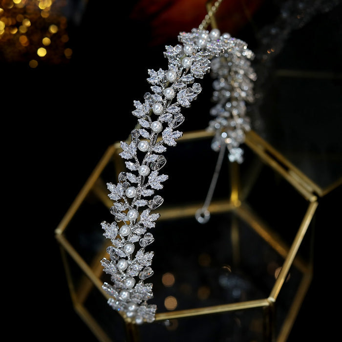 Crystal and Pearls Bridal Tiara-Wedding Crown or Quinceañera Hair Jewelry