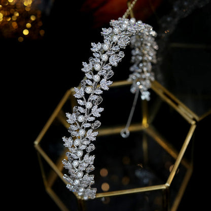 Crystal and Pearls Bridal Tiara-Wedding Crown or Quinceañera Hair Jewelry