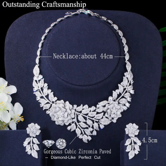 Cubic Zirconia Grand Rose Fashion Jewelry Set for Brides or Quinceañeras