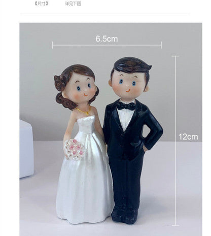 Cute Style Bride and Groom Wedding Cake Topper Figurines