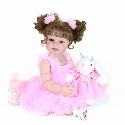 Cutest Toddler Girl Doll with Pig Tails and Pink Dress