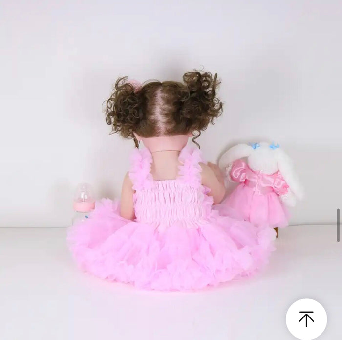 Cutest Toddler Girl Doll with Pig Tails and Pink Dress