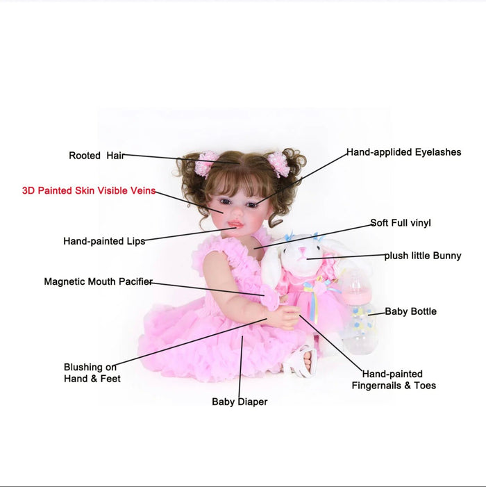 Cutest Toddler Girl Doll with Pig Tails and Pink Dress
