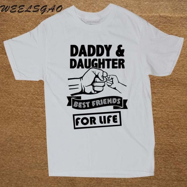 Daddy And Daughter Best Friends For Life Dad Gift Printed Cotton Short Sleeve T-Shirts