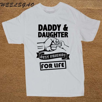 Daddy And Daughter Best Friends For Life Dad Gift Printed Cotton Short Sleeve T-Shirts