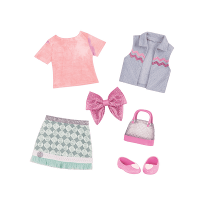 Denim outfit for 14-inch doll