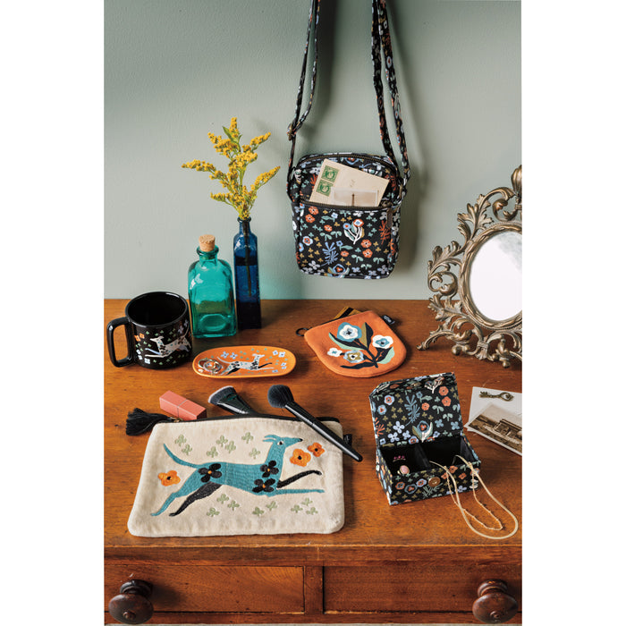 Dogwood Embroidered Flat Pouch