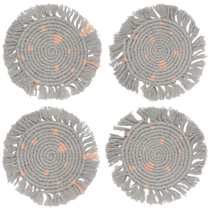 Dove Gray Macrame Coaster Set of 4