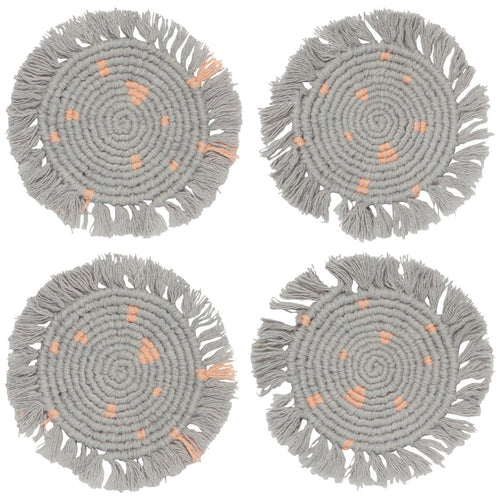 Dove Gray Macrame Coaster Set of 4