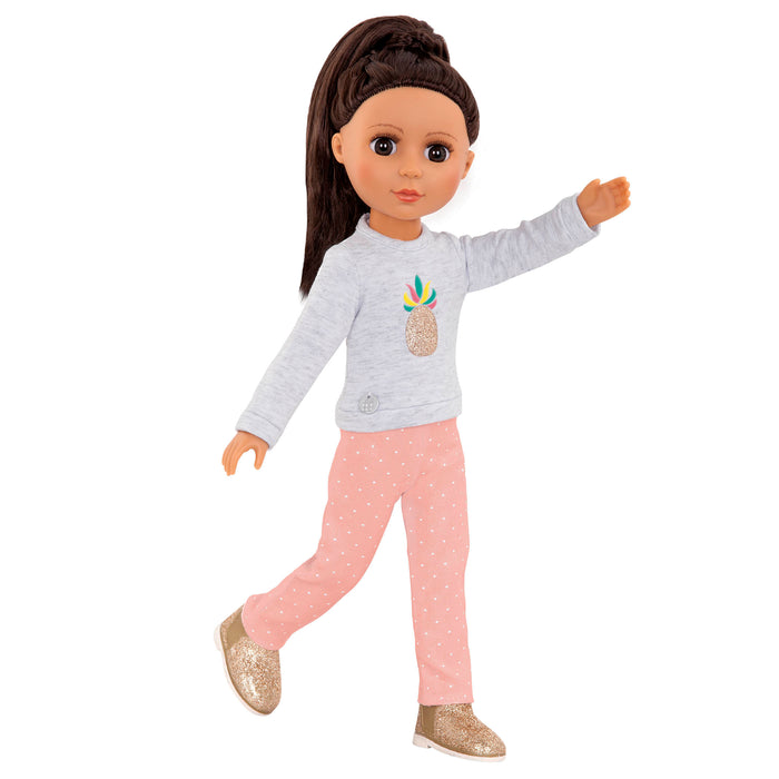 Pineapple glitter top and pants for 14-inch doll