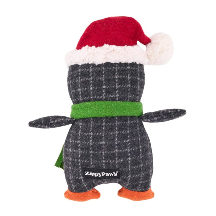 EcoZippy Christmas Holiday Cotton Cuddler Penguin Plush Squeaky Dog Toy
