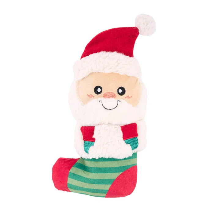 ZippyPaws dog toys EcoZippy Christmas Holiday Santa Stocking Plush Squeaky Dog Toy