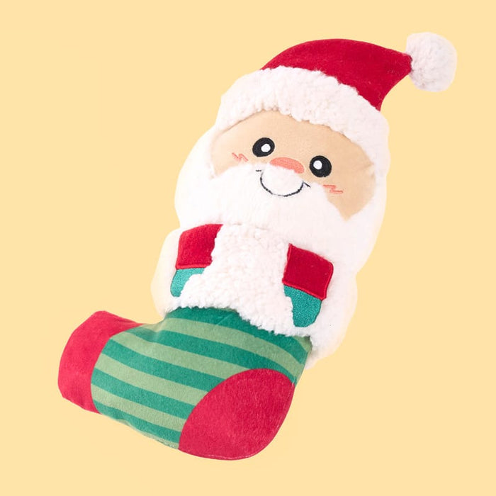 ZippyPaws dog toys EcoZippy Christmas Holiday Santa Stocking Plush Squeaky Dog Toy
