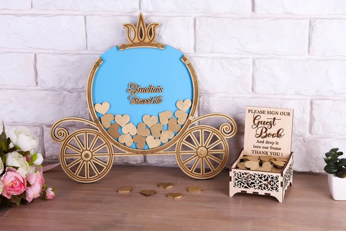 Fairy Tale Carriage Wedding or Quinceañera Guest Book Alternative-Wish Drop Box