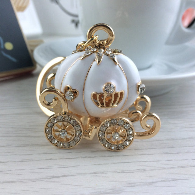 Fairy Tale Theme Enamel Pumpkin Carriage Keychain-Party Favor