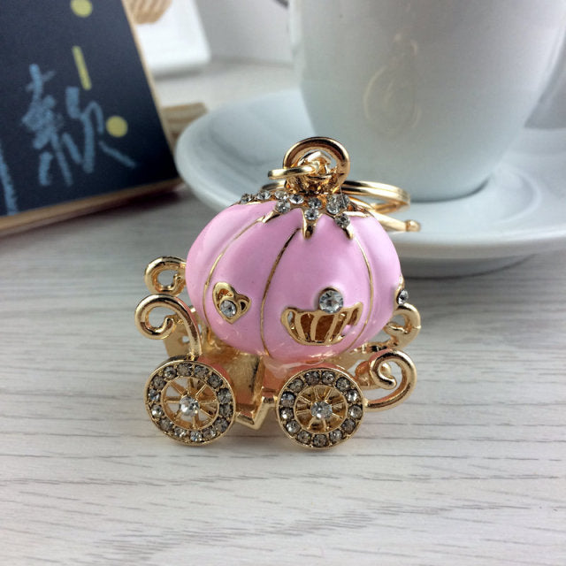 Fairy Tale Theme Enamel Pumpkin Carriage Keychain-Party Favor