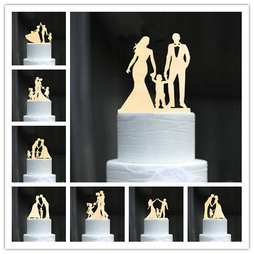 Family Wedding Cake Topper Bride and Groom Cake Toppers with Kids