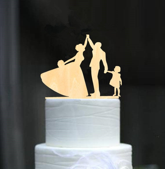 Family Wedding Cake Topper Bride and Groom Cake Toppers with Kids